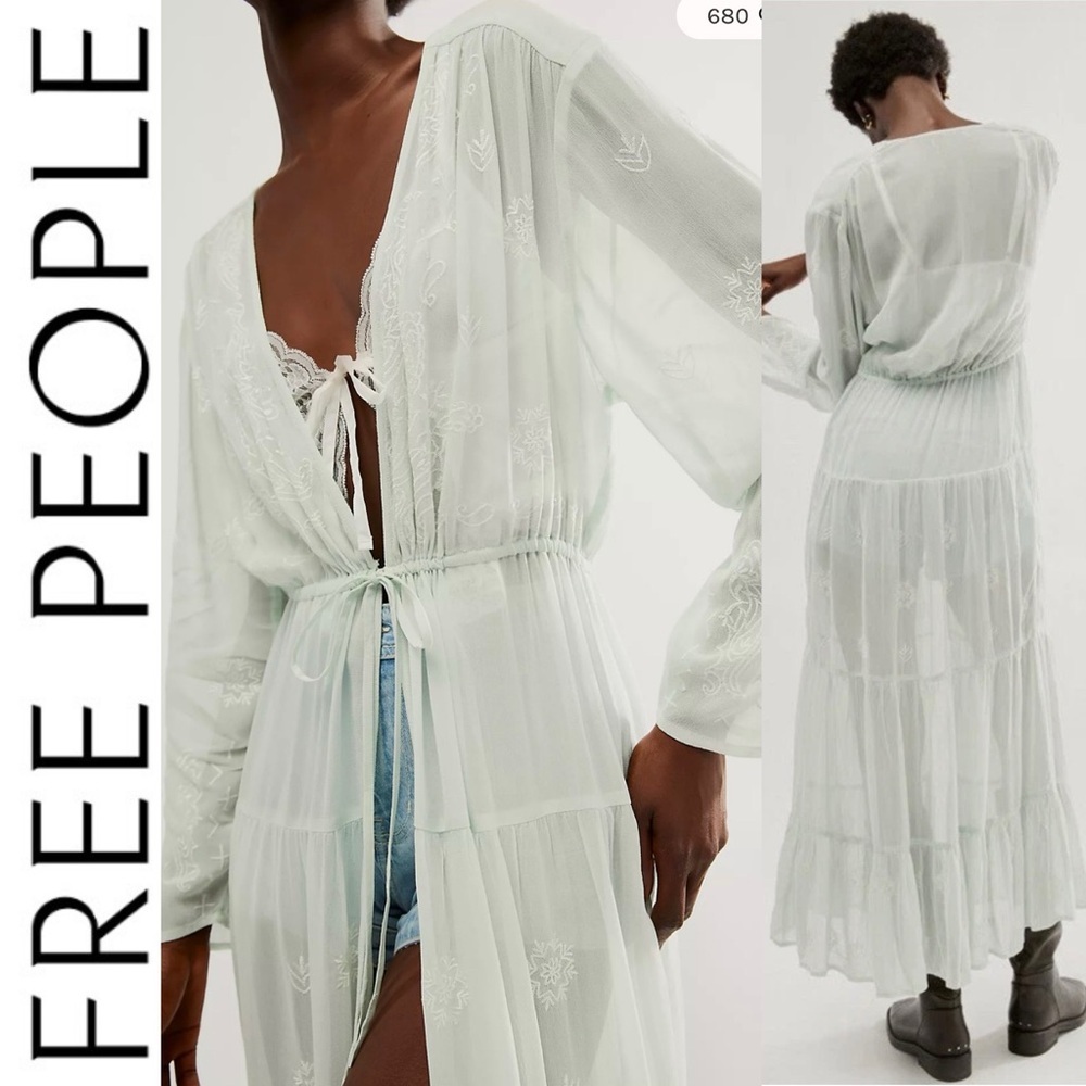 NWT Free People x NFC La Cienega Embroidered Long Sleeve Duster one size